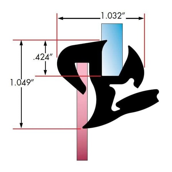 Fairchild Industries One Piece Rubber Glass Sealing Weatherstrip, 25Ft, Each, 0602-25 0602-25 - main